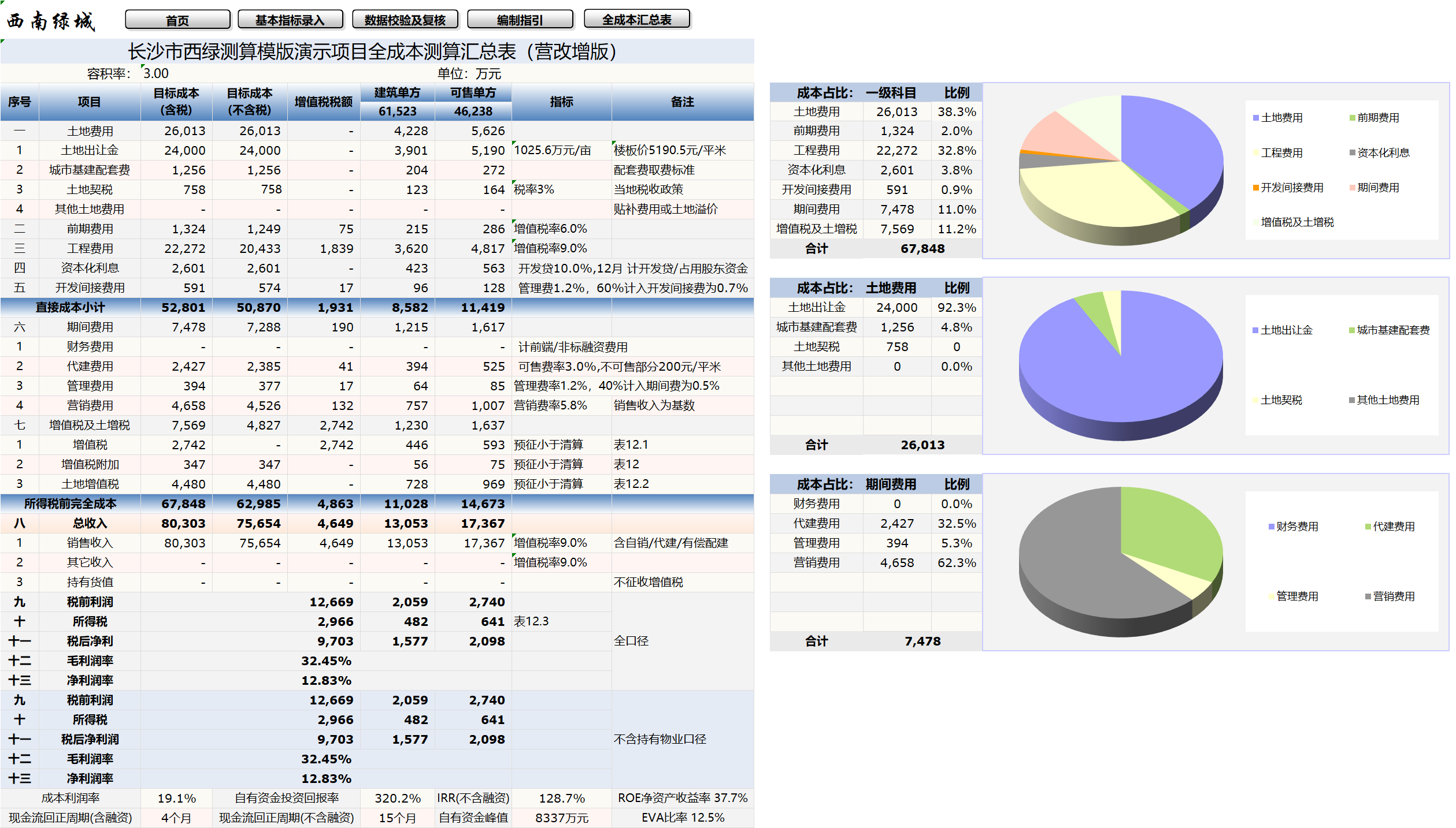 XLCS v5西绿项目全成本测算模版发布